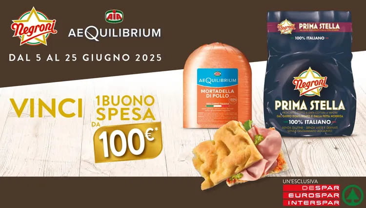 Dal 5 al 25 giugno 2025 vinci con AIA & Negroni in Despar, Eurospar ed Interspar*