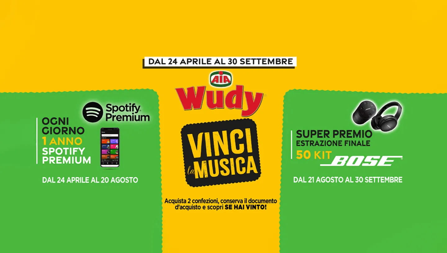 Vinci la musica con Wudy AIA dal 24 Aprile al 30 settembre