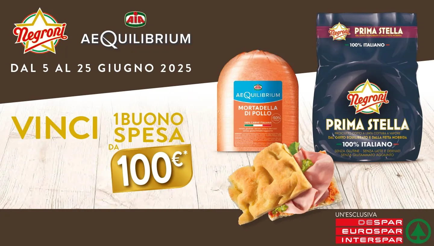 Dal 5 al 25 giugno 2025 vinci con AIA & Negroni in Despar, Eurospar ed Interspar*