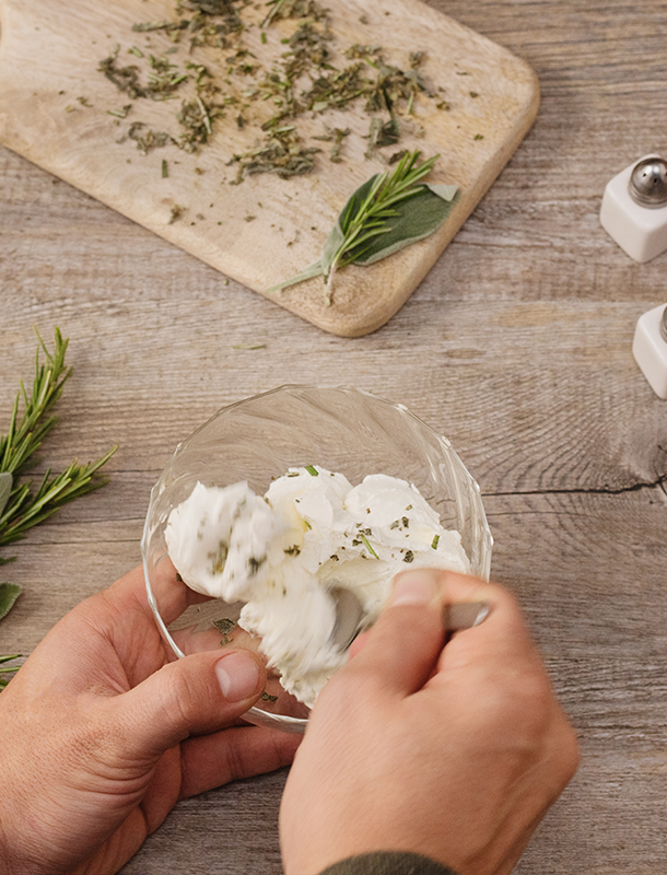 Mascarpone chopped herbs