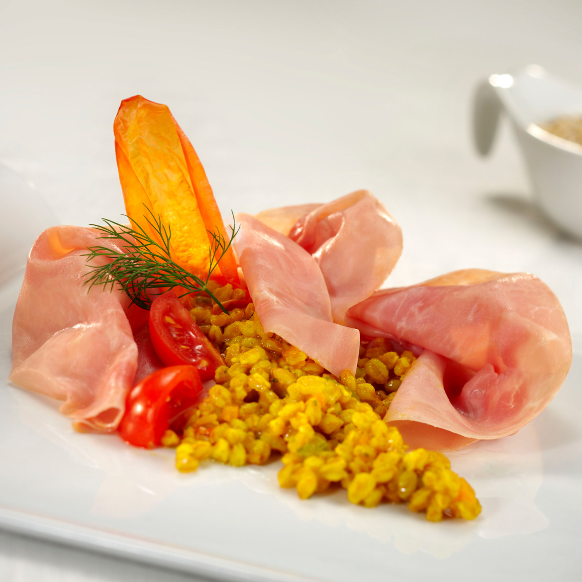 Orzotto allo zafferano al prosciutto cotto AIA Food