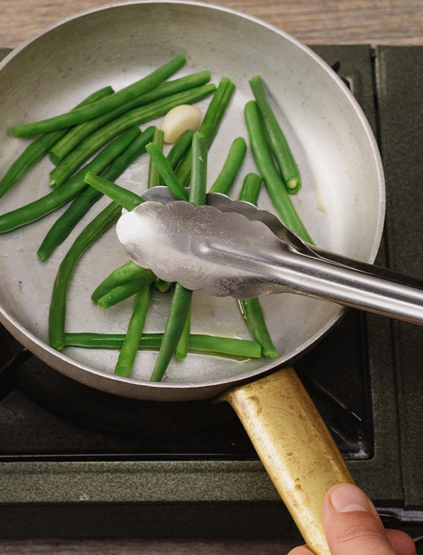 Sautéing green beans turkey stuffing