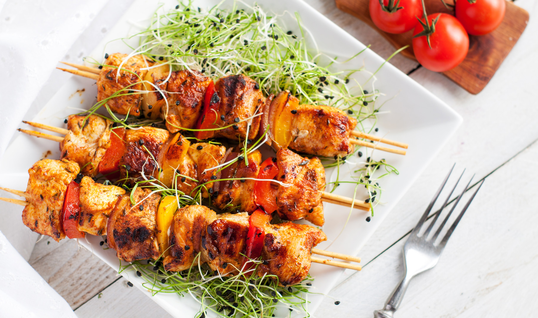 Oven-baked meat skewers