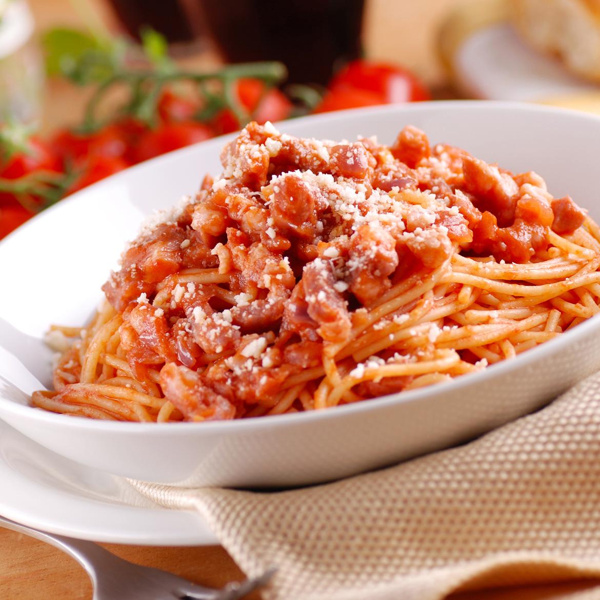 Ricetta pasta all’amatriciana con pancetta AIA Food
